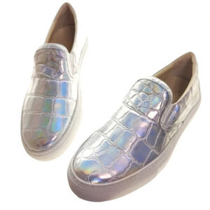Cool Holographic Croc Embossed Slip On Shoes EUC 👍